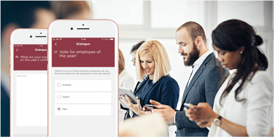 People using a event application to vote for employee of the year
